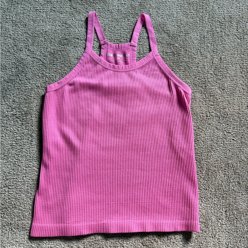 Vibrant Pink Ribbed Tank Top